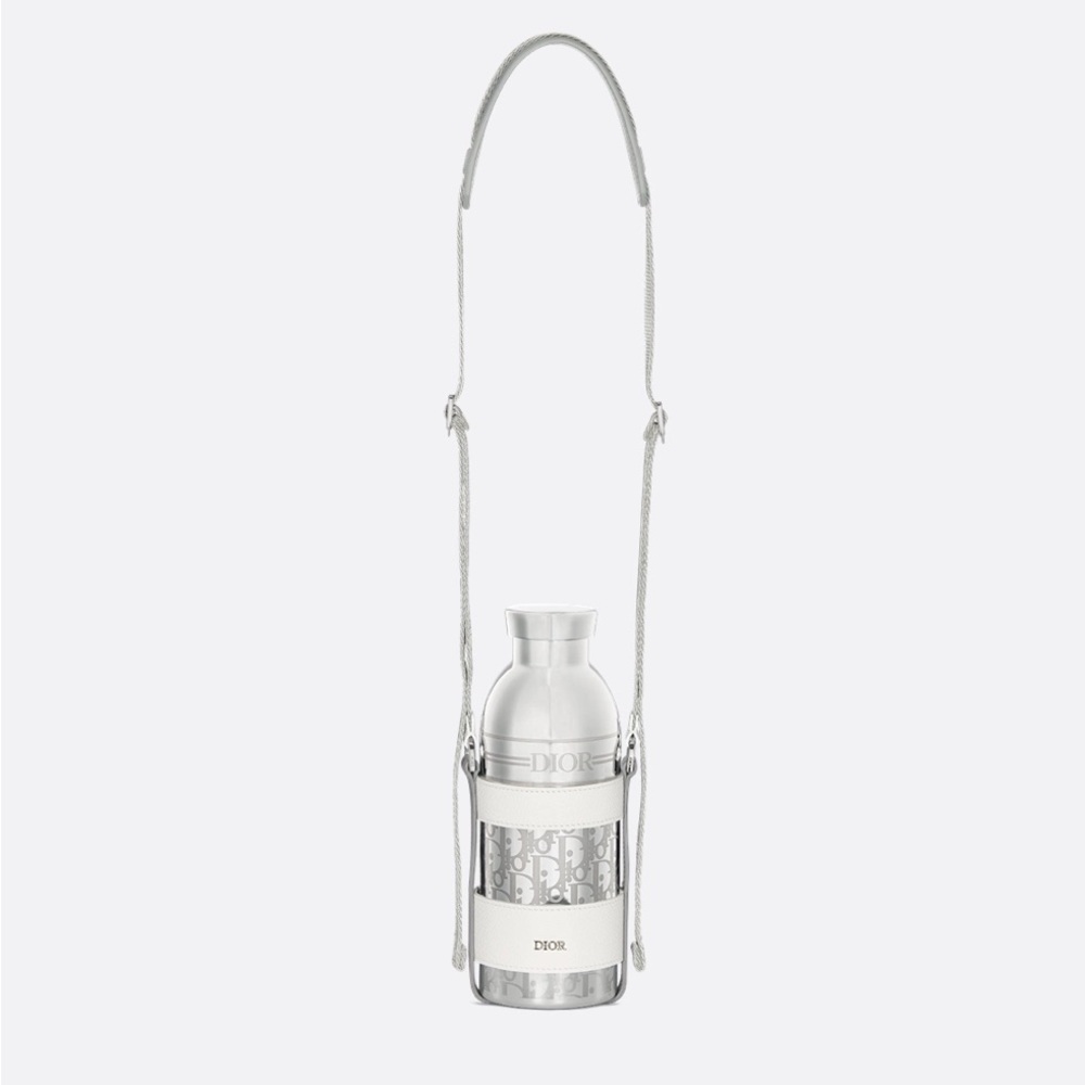 Dior Off-White and Dior Oblique Stainless Steel Bottle with Shoulder Strap